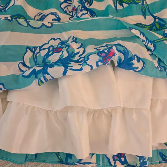 Lilly Pulitzer Strapless Langley Dress Shorely Blue Tossing The Line 8 Floral - Picture 6 of 14